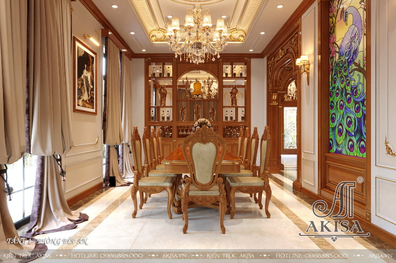 Phòng ăn tân cổ điển là lựa chọn tuyệt vời cho những gia chủ muốn sở hữu một không gian đẹp, sang trọng và đẳng cấp.