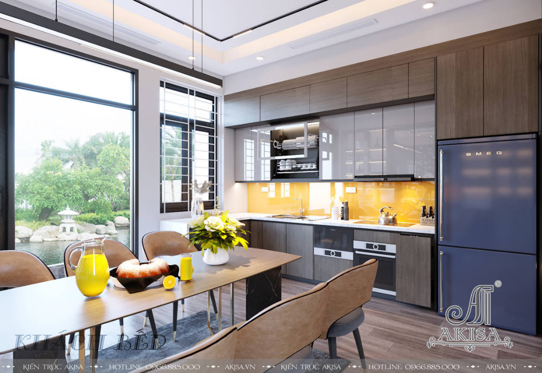 Phòng bếp phong cách hiện đại gây ấn tượng với những đồ nội thất thông minh mang đến sự tiện nghi hàng đầu cho cả gia đình