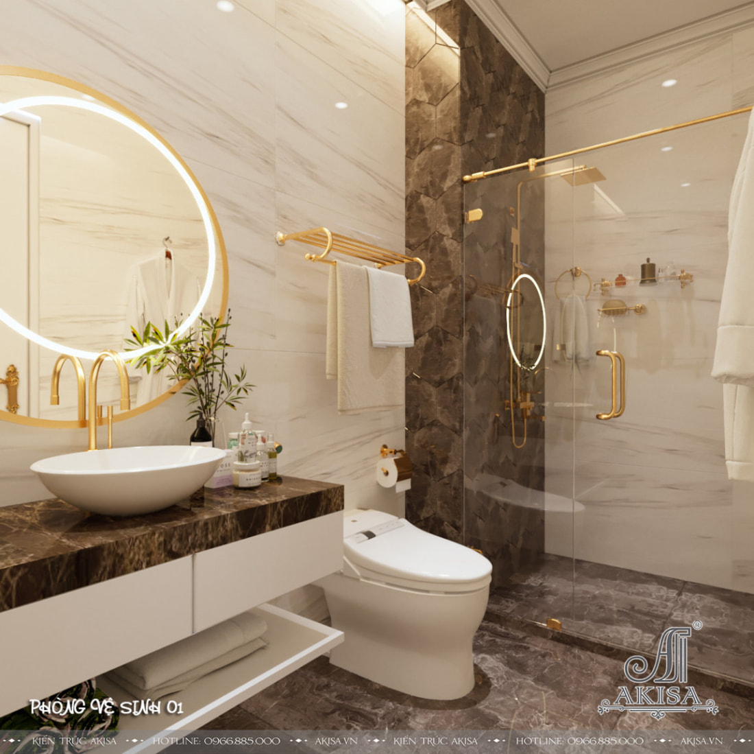 Phòng tắm kính là xu hướng của phong cách thiết kế nội thất châu Âu bởi sự kết nối hòa hợp, vừa tạo cảm giác rộng rãi đồng thời giúp các không gian tách biệt tiện lợi.