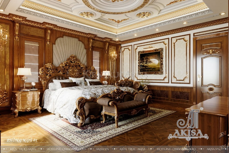 Không gian phòng ngủ đẳng cấp cùng nội thất sang trọng, màu sắc hài hòa tạo nên vẻ đẹp và giá trị vượt thời gian