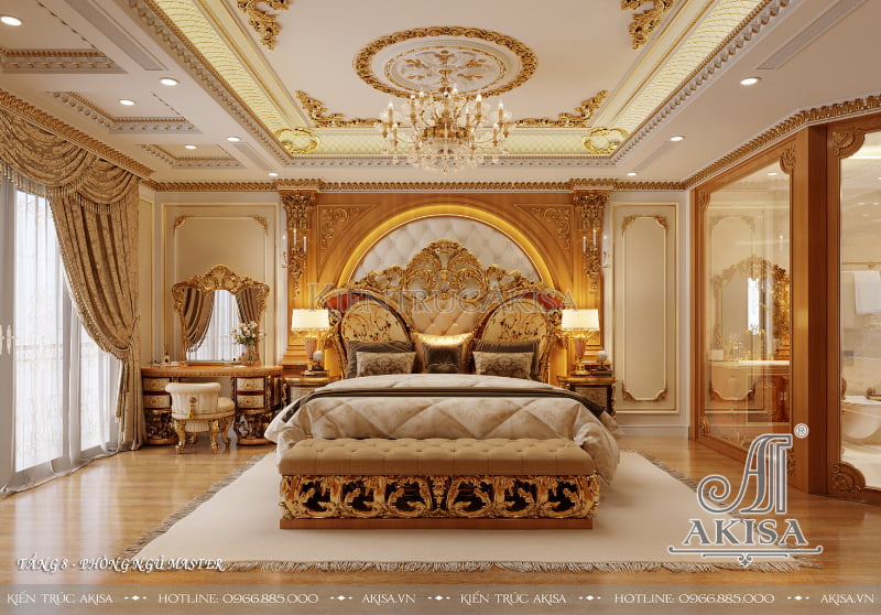 Phòng ngủ Master của biệt thự liền kề tân cổ điển đẹp sang trọng, tinh tế
