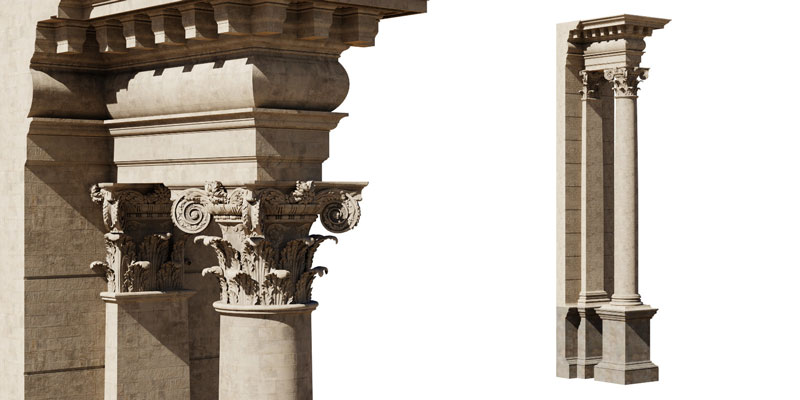 Thức cột Composite mang những nét tương đồng so với cột Corinth Hy Lạp