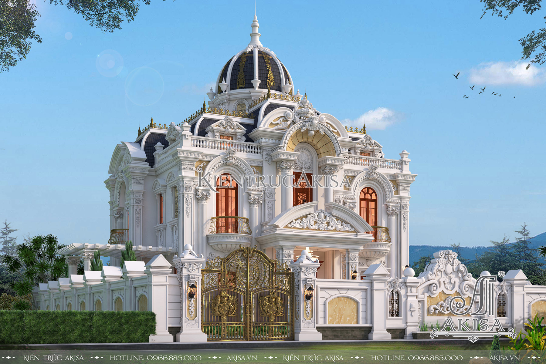 Hệ mái vòm đặc trưng của biệt thự phong cách Pháp