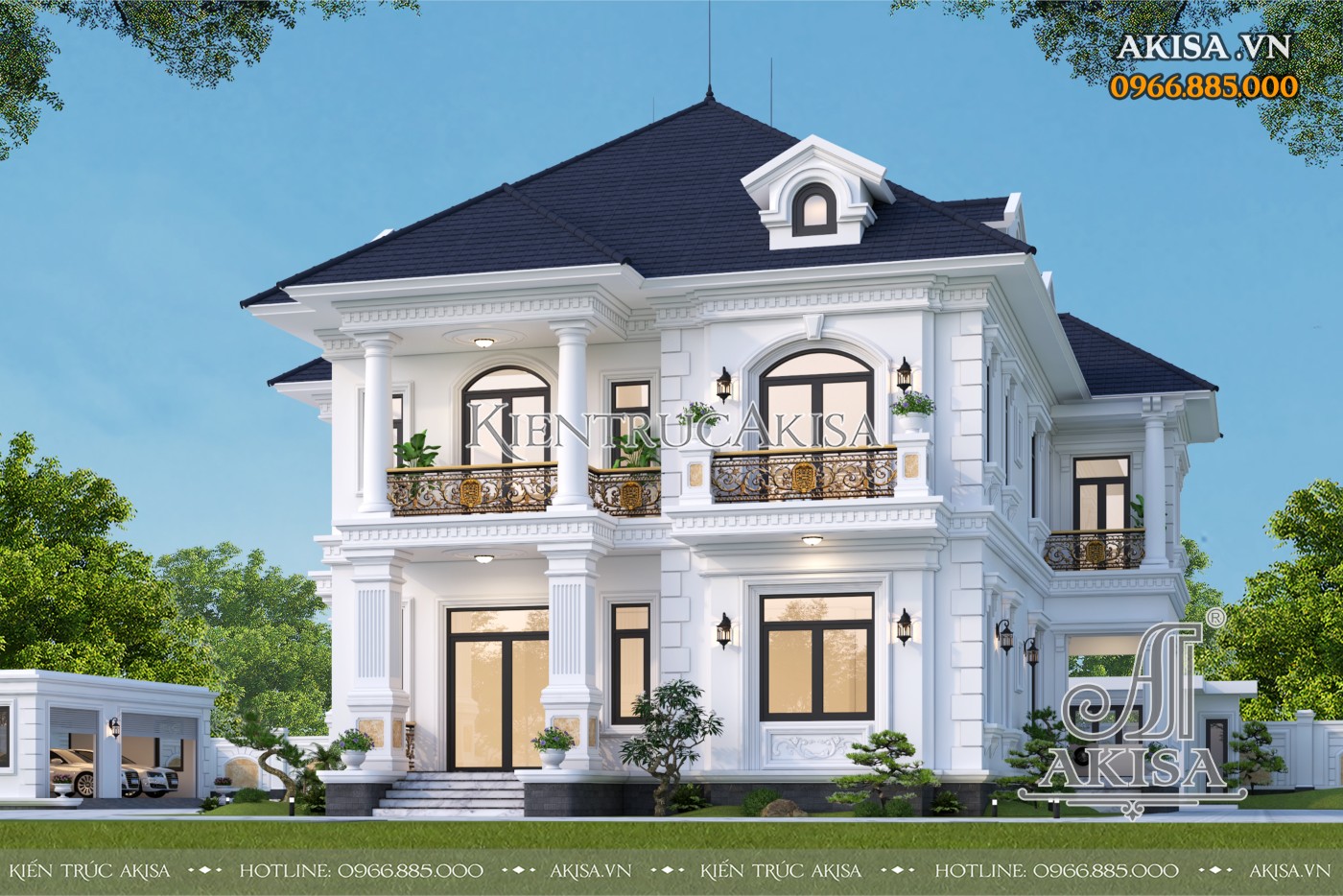 Thiết kế biệt thự tân cổ điển 2 tầng mái Nhật bt22988-v3 (Ảnh: Nguồn AKISA)