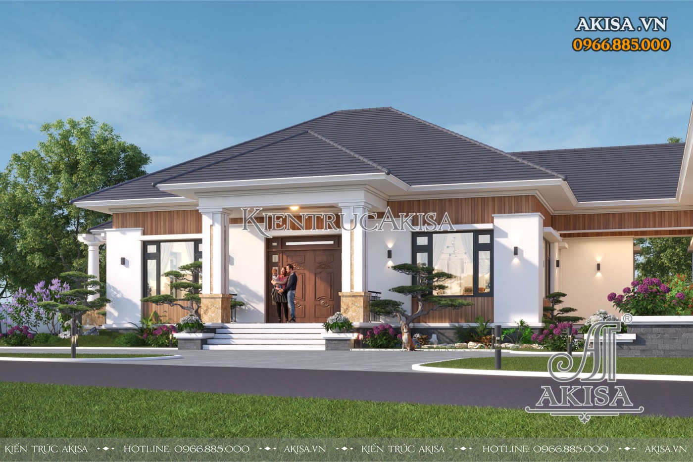 Mẫu biệt thự chữ L 1 tầng đẹp tại Vĩnh Phúc