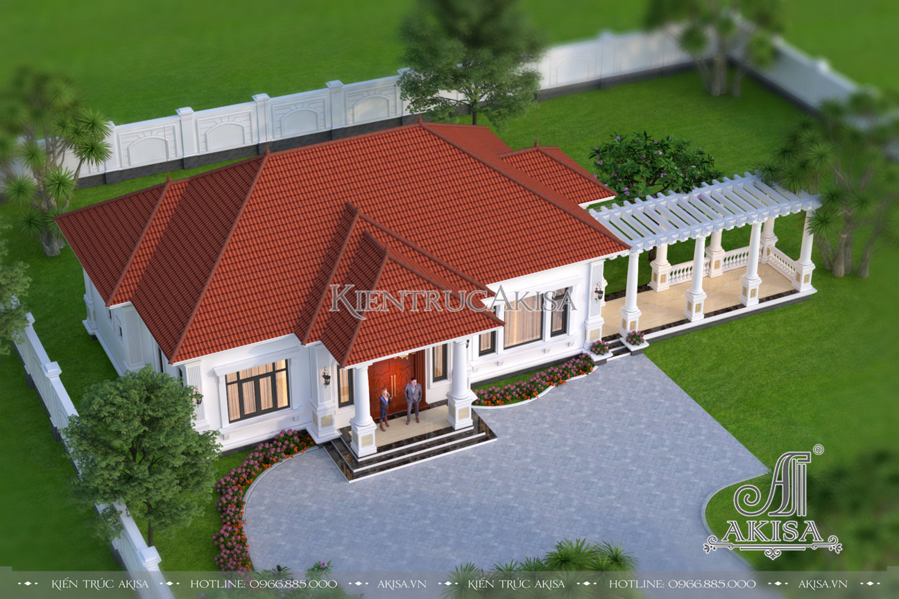 Thiết kế nhà 1 tầng 3 phòng ngủ