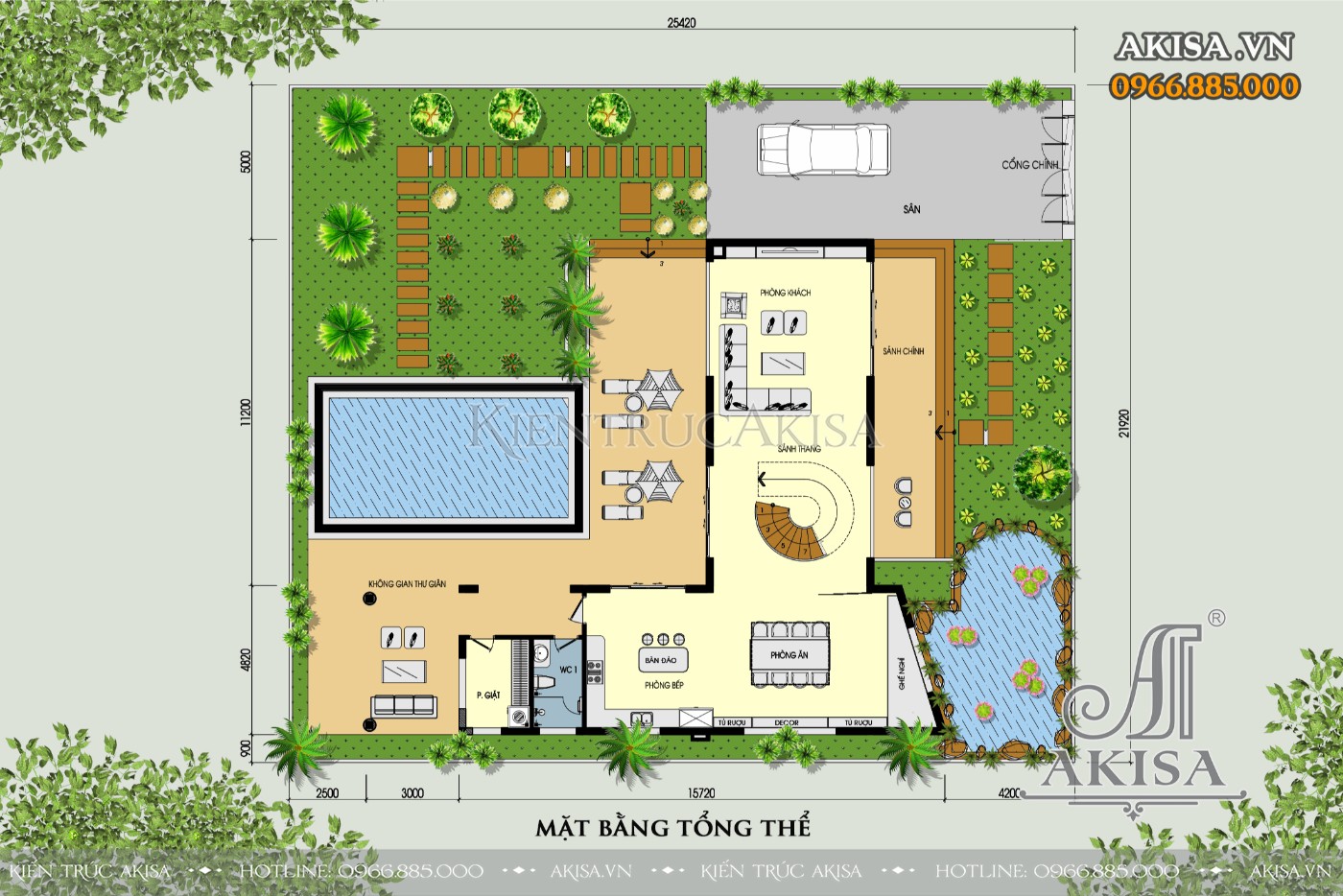 Mặt bằng tổng thể mẫu biệt thự Villa 2 tầng 