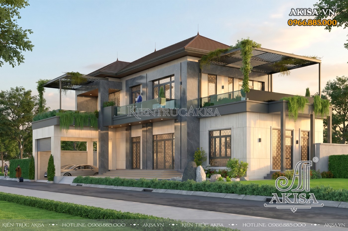 Thiết kế biệt thự 2 tầng 4 phòng ngủ