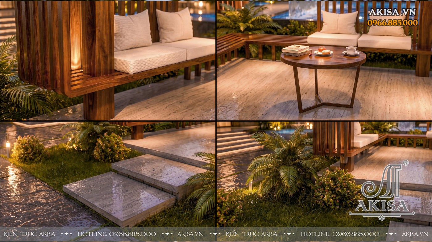 Cận cảnh tiện ích sân vườn của Mẫu Villa 2 tầng thể hiện sự chỉn chu trong từng chi tiết thiết kế và hoàn thiện