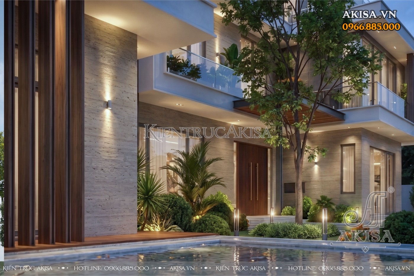 Hồ bơi ngoài trời mang đến trải nghiệm thư giãn đúng chuẩn villa nghỉ dưỡng cao cấp.