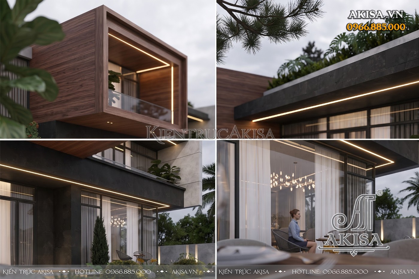 Không gian sống kết nối thiên nhiên qua hệ cửa kính lớn, đưa ánh sáng và cảnh quan sân vườn vào từng khu vực.