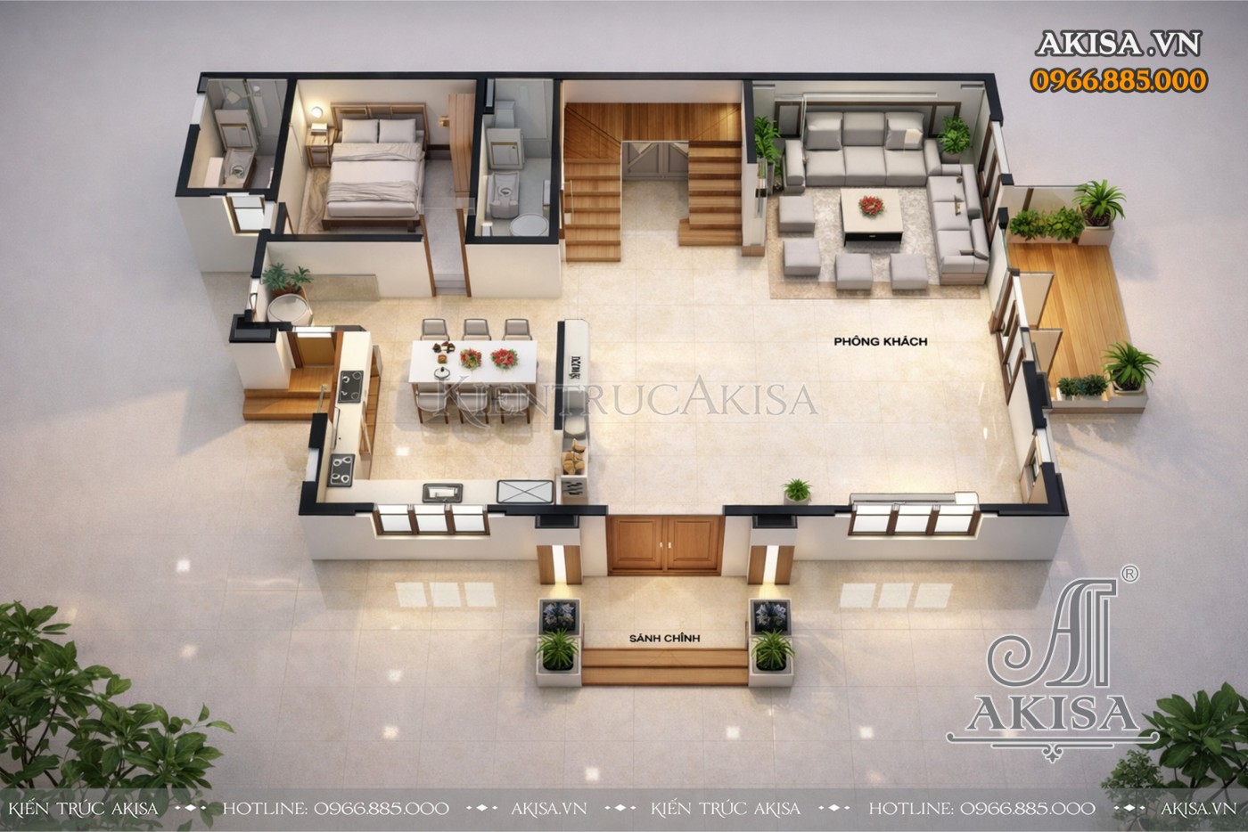 Mặt bằng công năng tầng 1 mẫu biệt thự BT221181