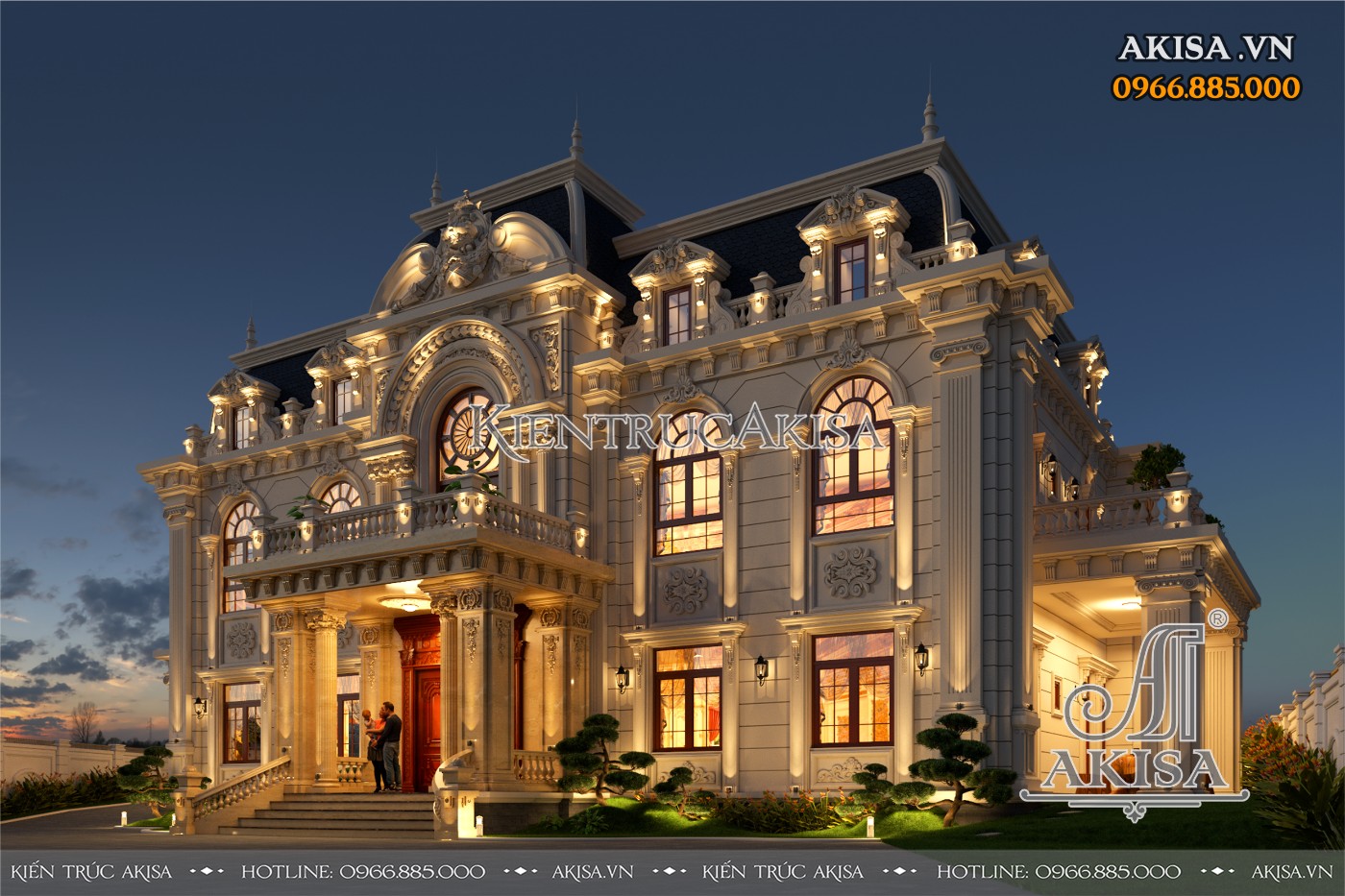 Phối cảnh góc mẫu biệt thự Pháp 2 tầng