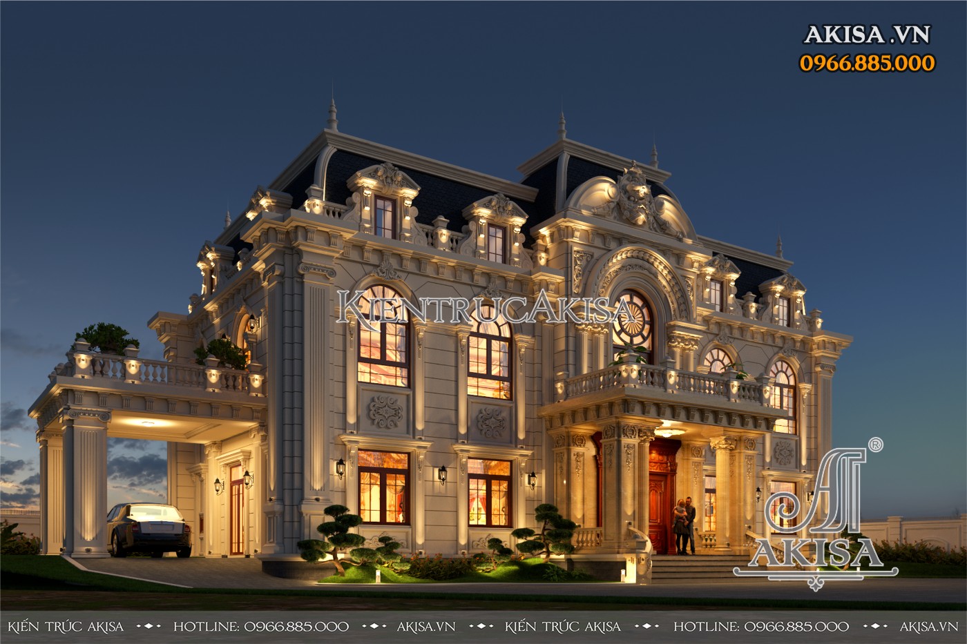 Thiết kế biệt thự Pháp 2 tầng đẹp đẳng cấp tại Hà Tĩnh