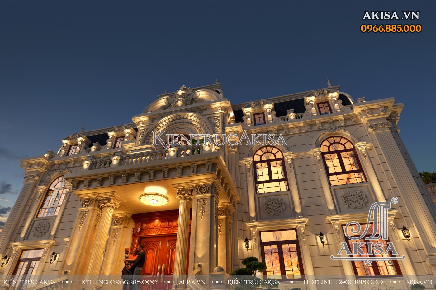 Mẫu biệt thự 2 tầng gây ấn tượng với những chi tiết hoa văn - phào chỉ vô cùng tinh tế