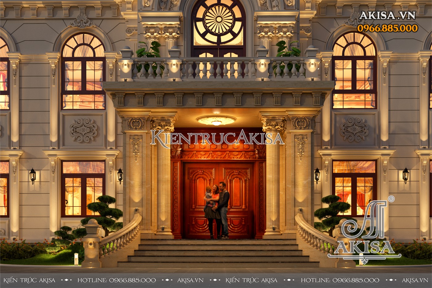 Biệt thự 2 tầng có thiết kế sảnh chính sang trọng & bề thế 