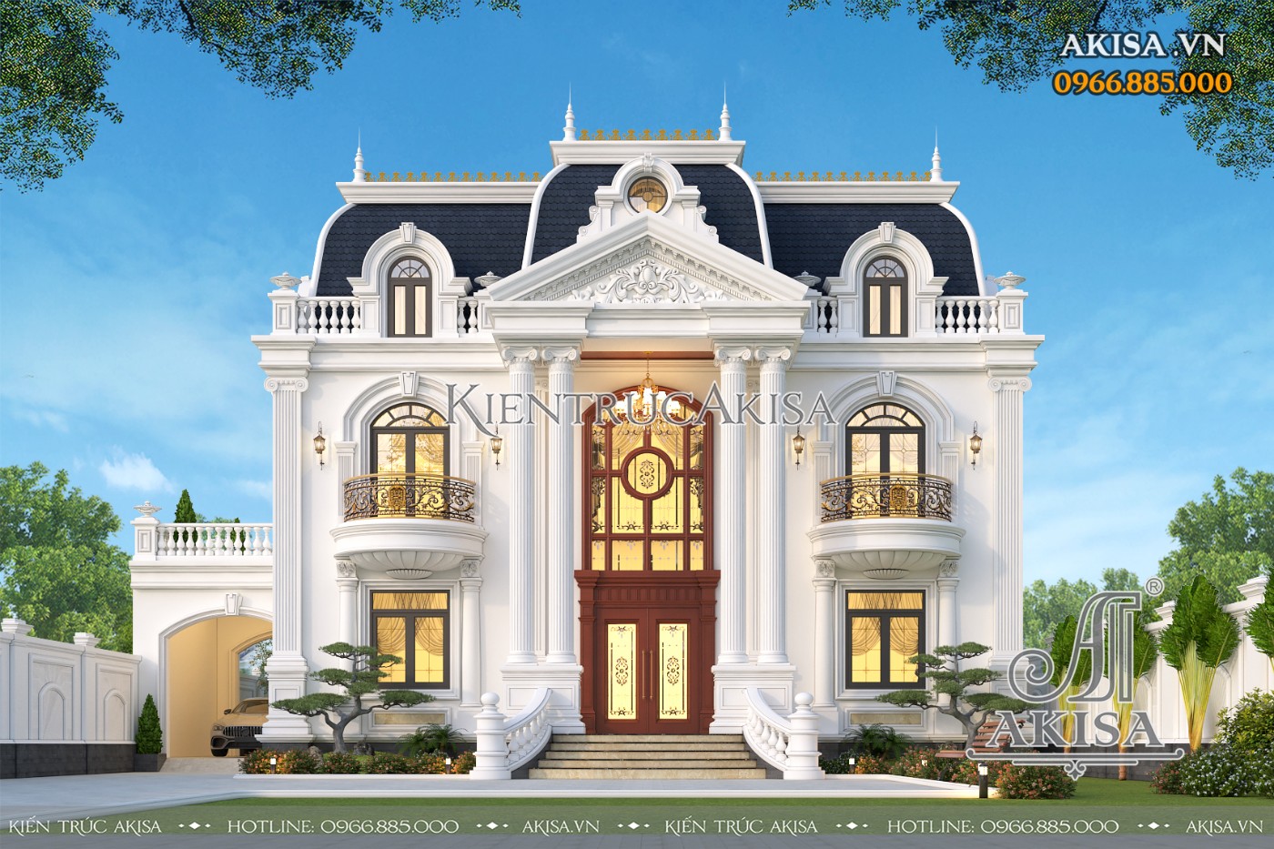 Thiết kế biệt thự 2 tầng tân cổ điển kiểu Pháp đẳng cấp tại Hà Nội