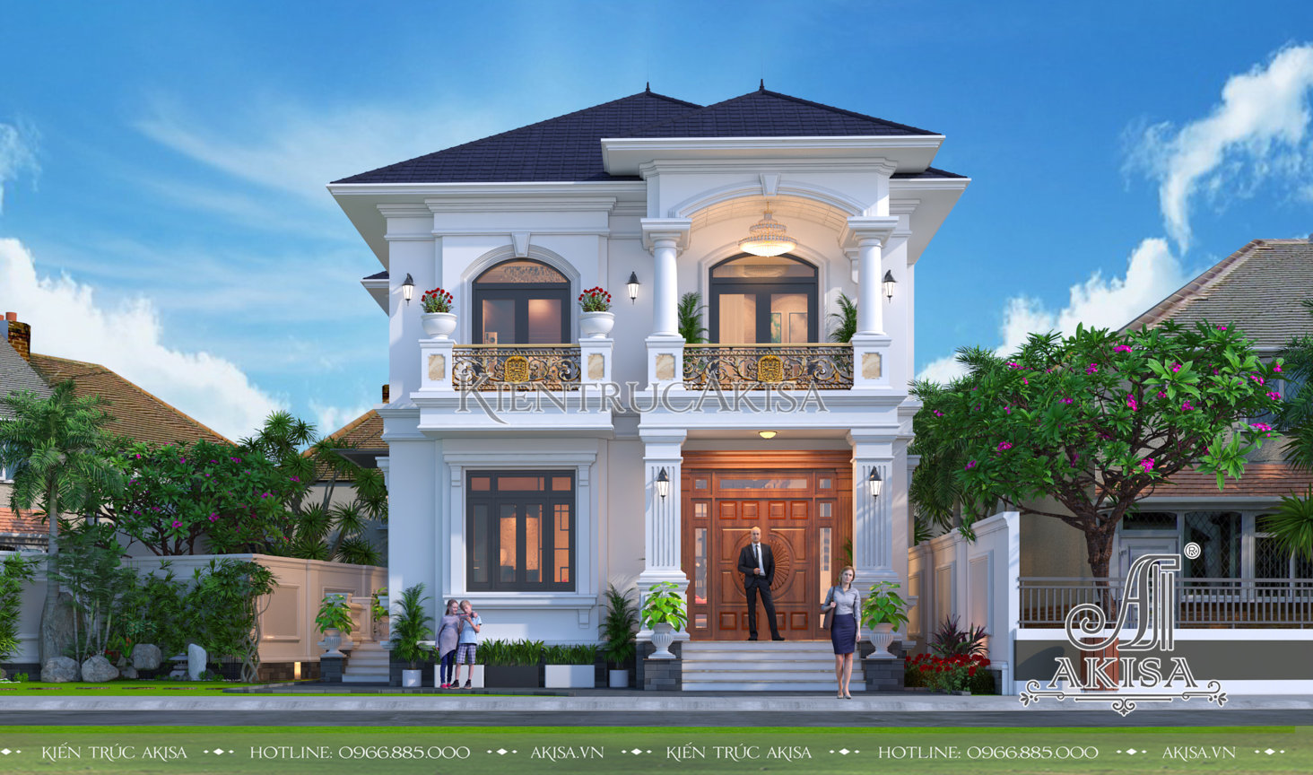 Mẫu nhà vườn 2 tầng tân cổ điển mái Nhật sang trọng tại Hòa Đức - Hà Nội