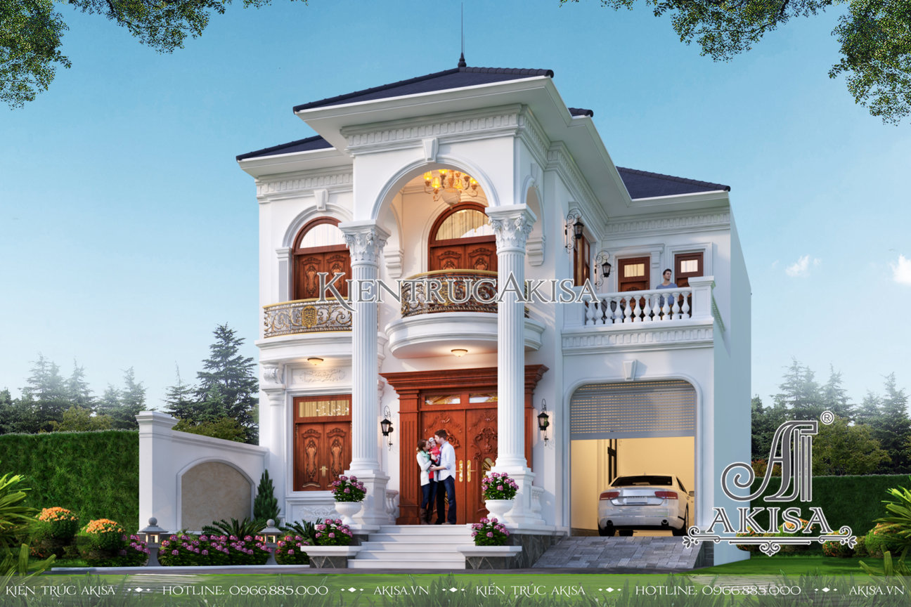  Phối cảnh góc của mẫu nhà biệt thự 2 tầng mái Nhật tại Nam Định