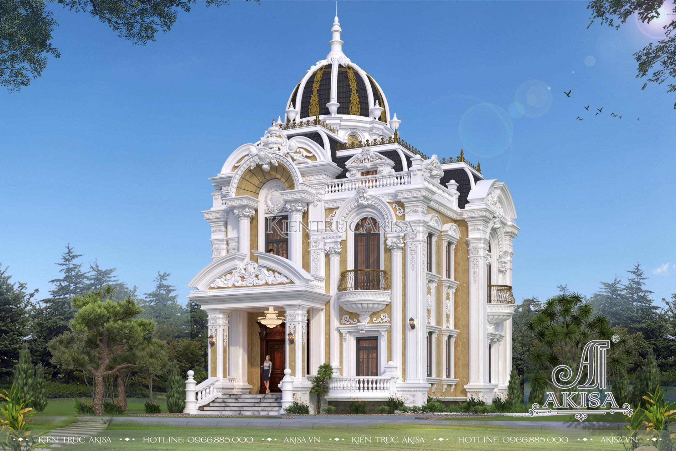 Thiết kế biệt thự 2 tầng phong cách cổ điển Pháp tại Thái Bình