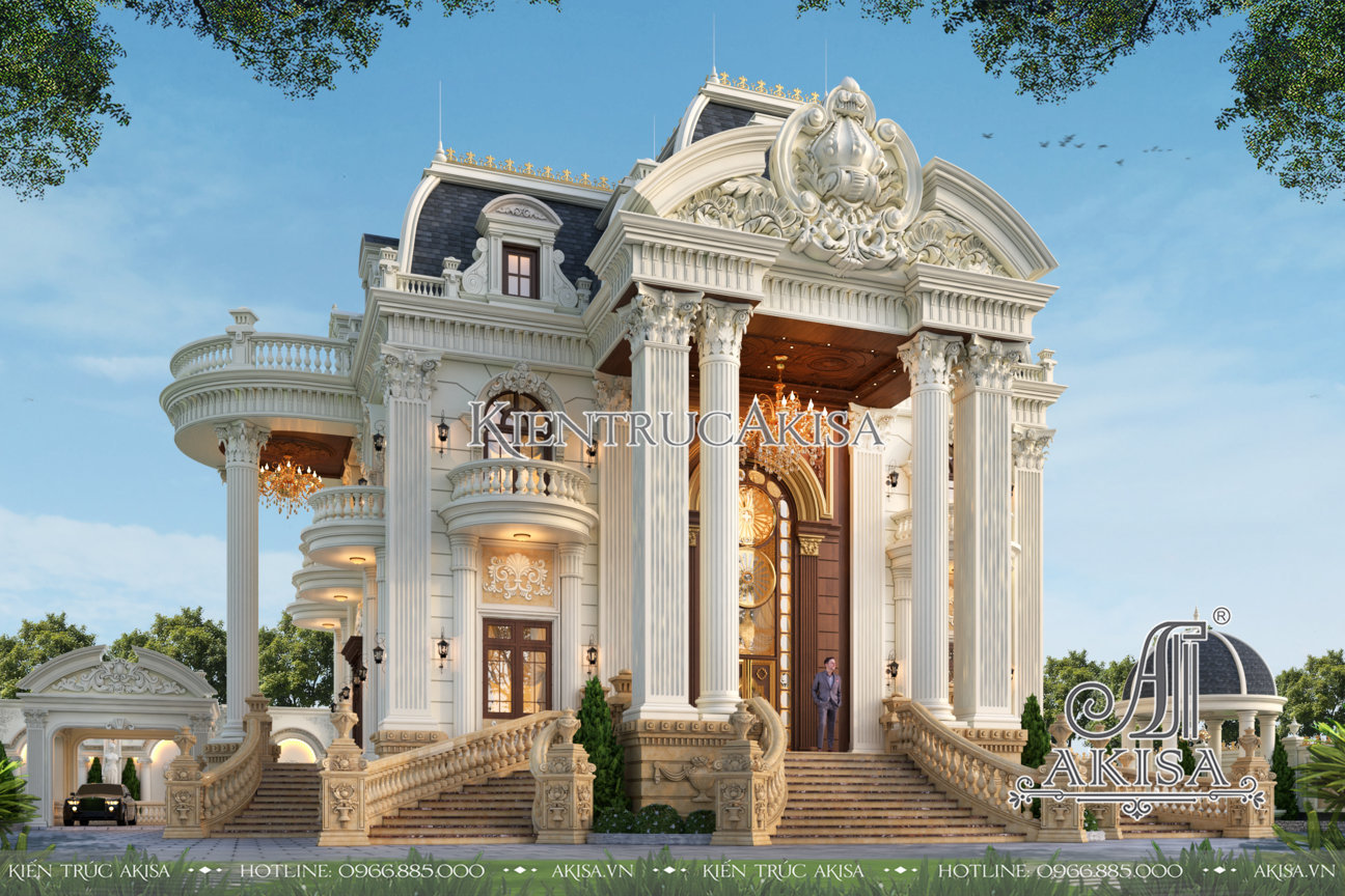Thiết kế biệt thự cổ điển Pháp 2 tầng đẳng cấp tại Bình Định - Mã số: BT23630