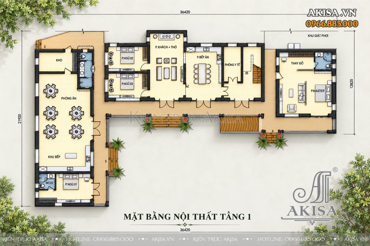 Mặt bằng công năng biệt thự vườn 2 tầng 4 phòng ngủ tại Lạng Sơn