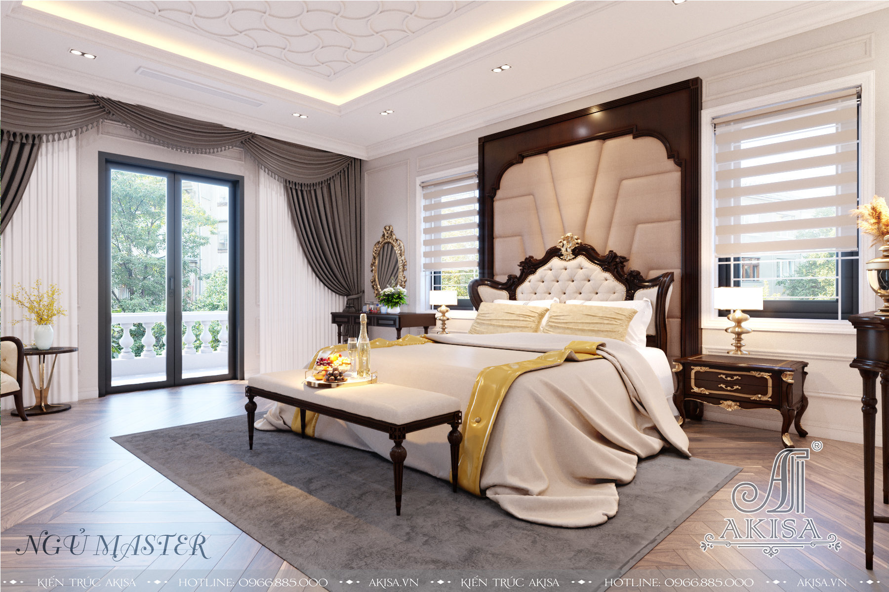 Phòng ngủ Master thông thoáng nhờ thiết kế cửa sổ thông minh tạo ánh sáng chan hòa và lưu thông gió, mang tới nguồn năng lượng tích cực cho gia chủ