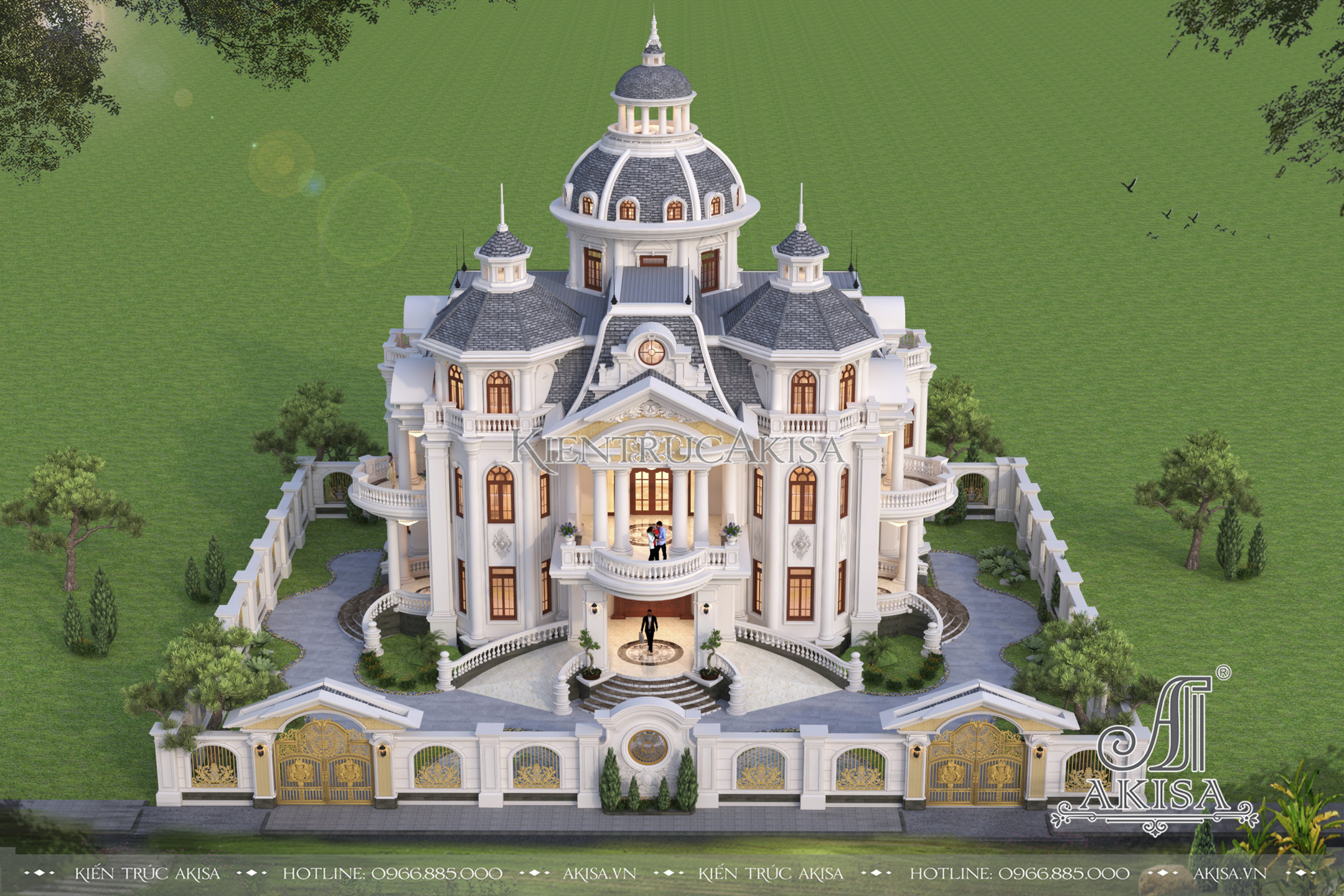 Hệ mái chóp mang đến vẻ đẹp xa hoa, uy quyền cho căn biệt thự lâu đài Pháp