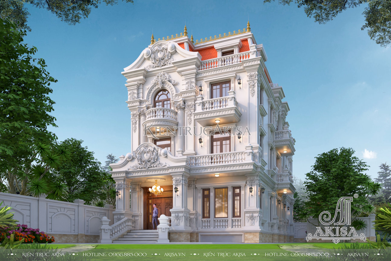 Thiết kế biệt thự 3 tầng cổ điển Pháp mang vẻ đẹp vương giả, uy nghi, khẳng định vị thế của gia chủ