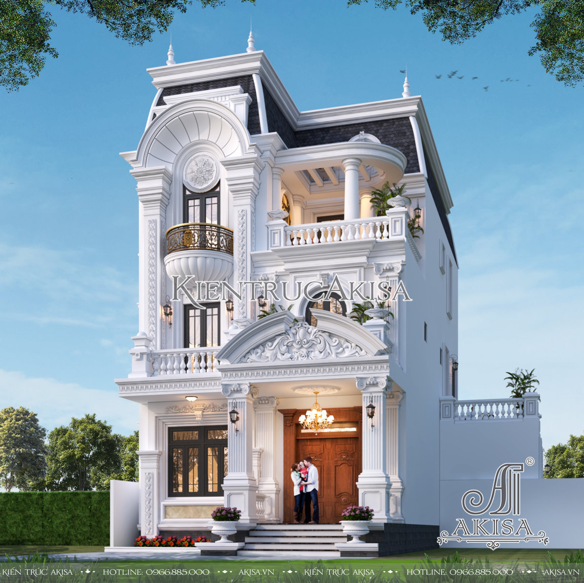 Mẫu thiết kế biệt thự đẹp 3 tầng tân cổ điển tại Hà Nội