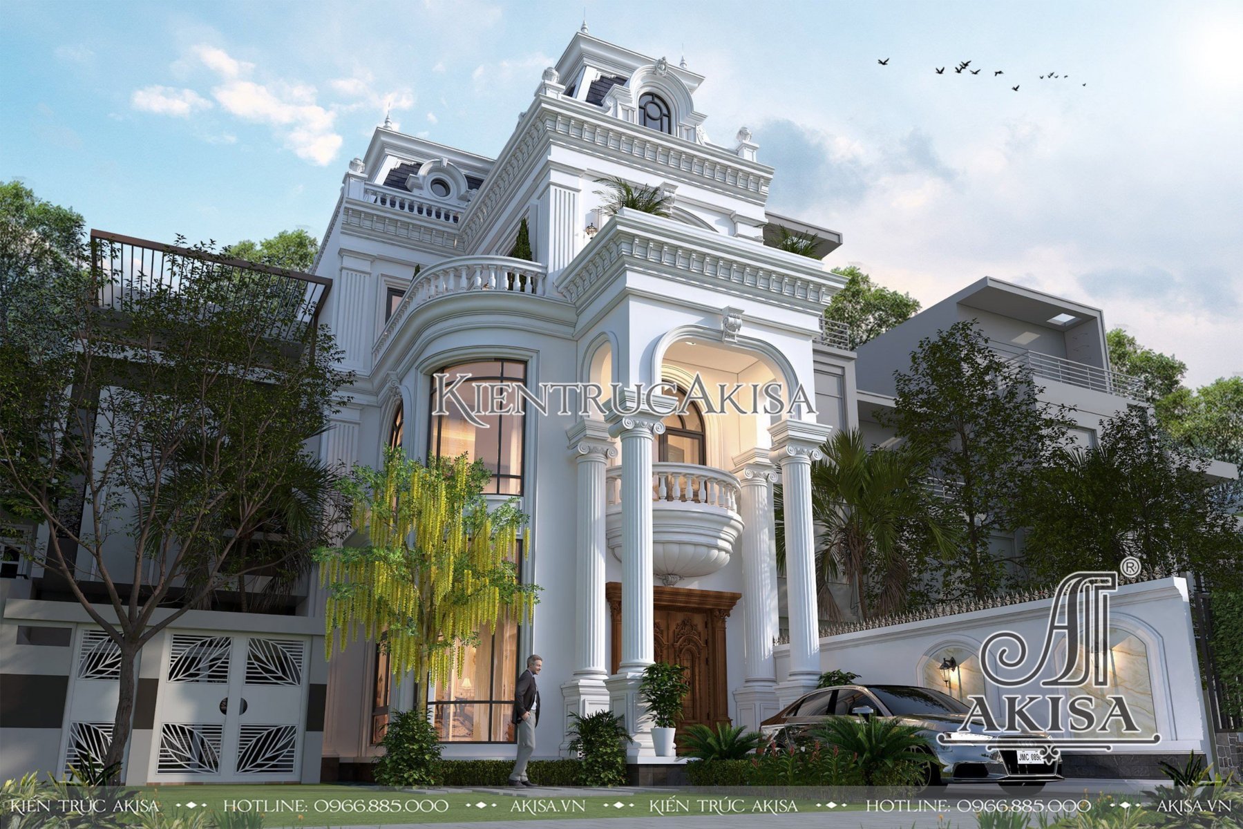 Mẫu biệt thự phố tân cổ điển 3 tầng mặt tiền 8m đẹp đẳng cấp tại Hà Giang