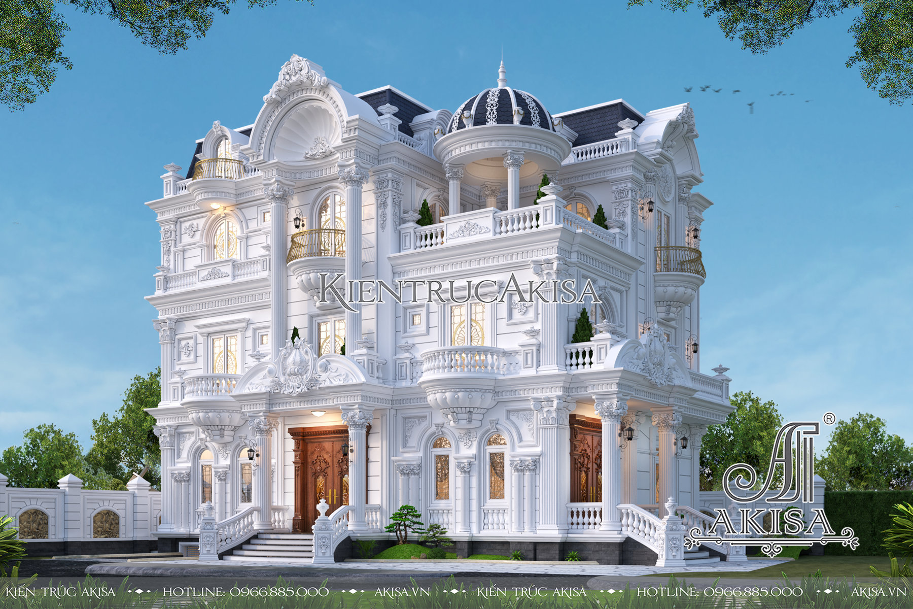 Mẫu nhà biệt thự kiểu Pháp 3 tầng mái Mansard đẹp đẳng cấp tại Hà Nội