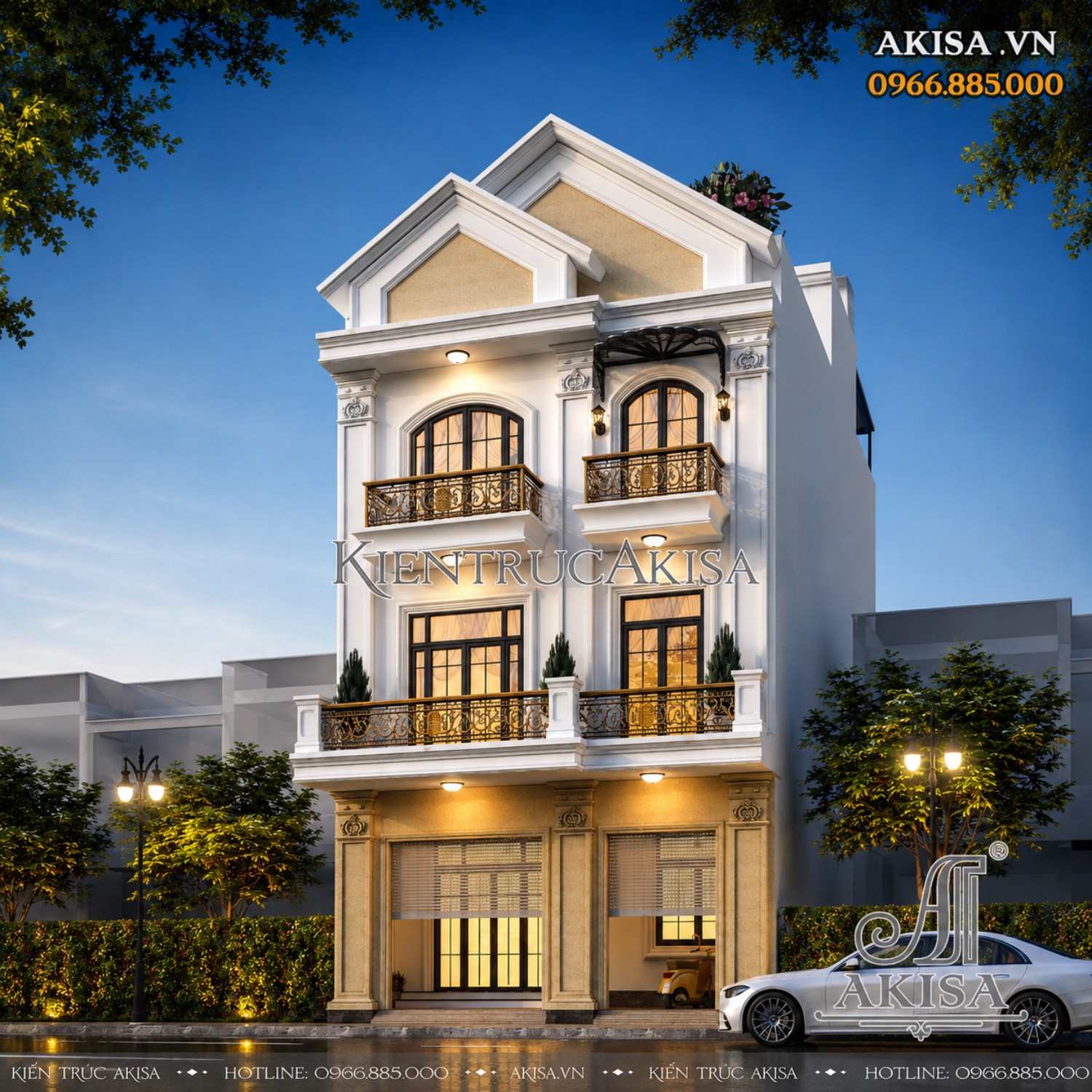 Hệ cột và phào chỉ tinh xảo mang đến vẻ đẹp bề thế, chuẩn phong cách tân cổ điển cao cấp