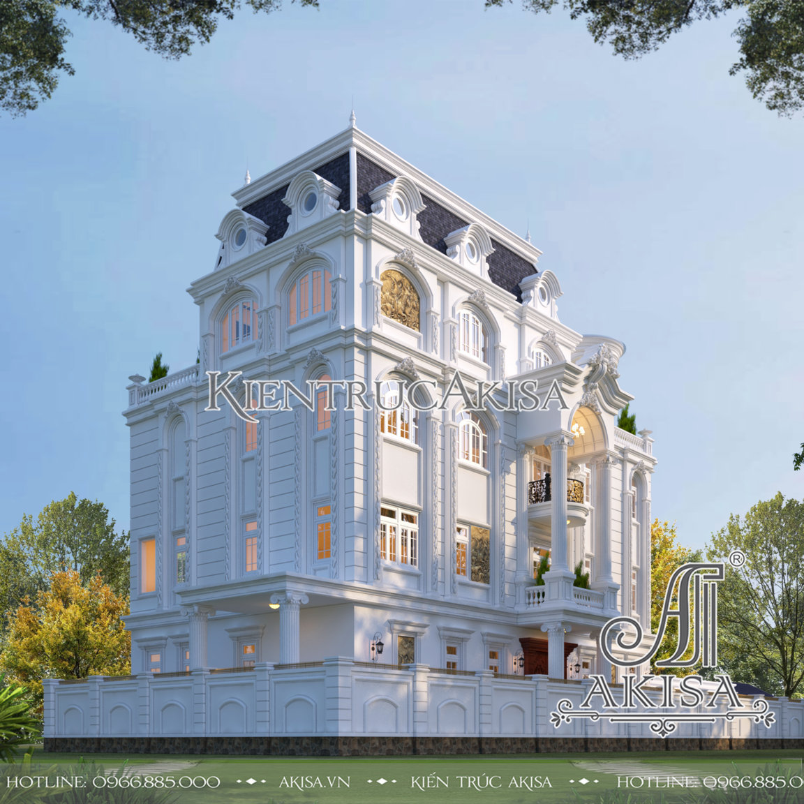 Thiết kế biệt thự tân cổ điển 4 tầng tại Bình Thuận
