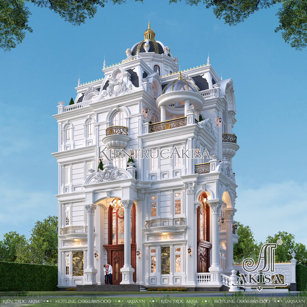 Mẫu nhà biệt thự kiểu Pháp 4 tầng mái Mansard đẹp đẳng cấp tại Hà Nội