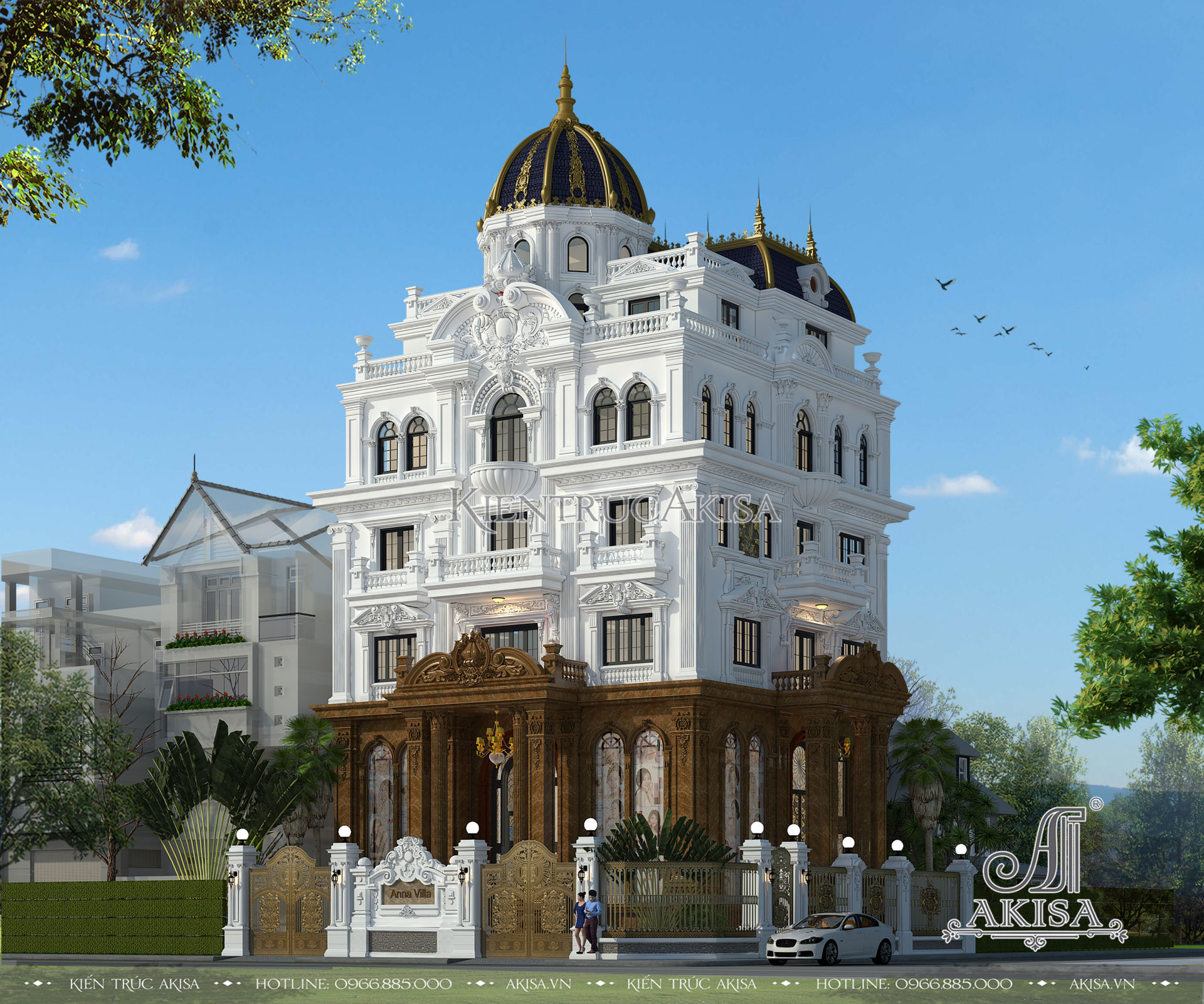 Kiến trúc tổng thể công trình biệt thự lâu đài Pháp tọa lạc tại Nghệ An
