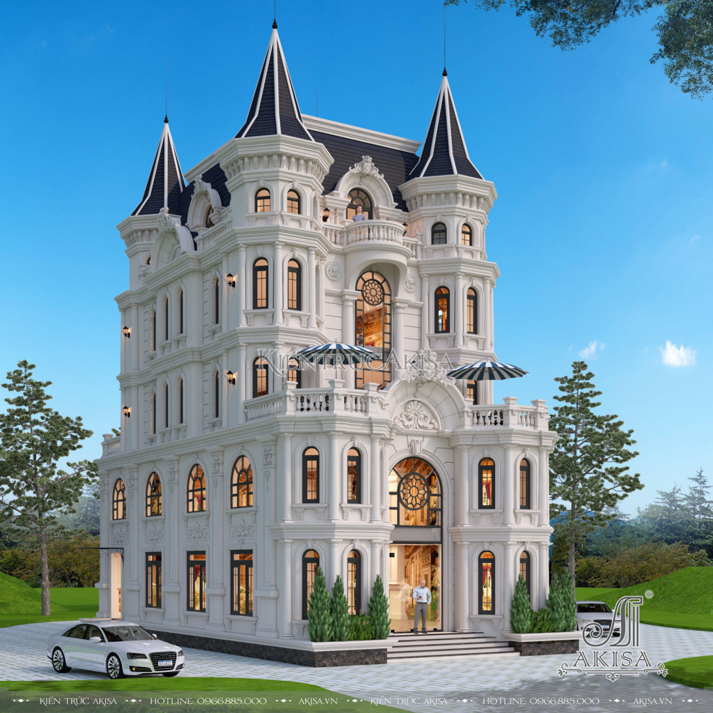 Mẫu biệt thự lâu đài 5 tầng phong cách Pháp