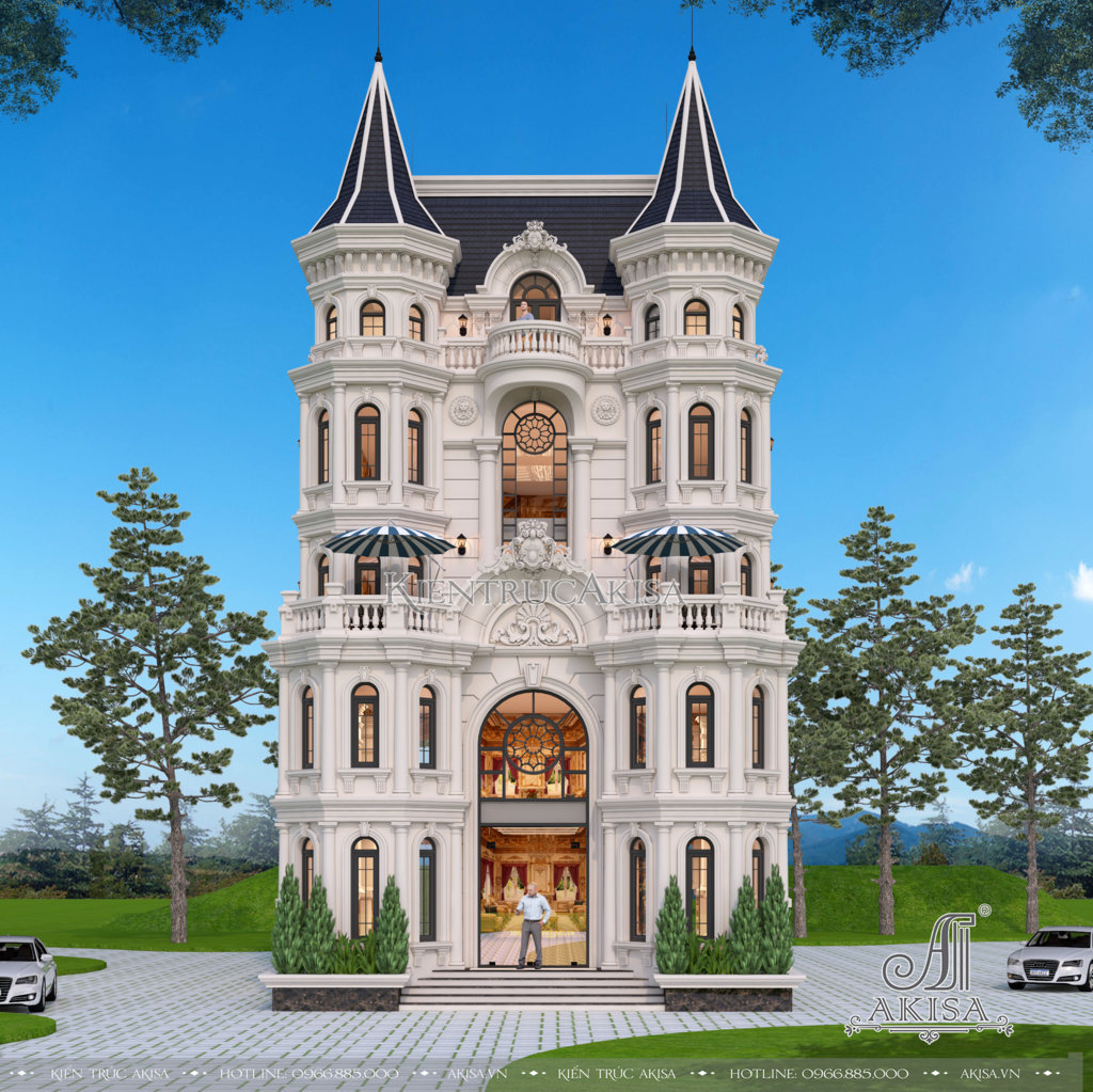 Thiết kế biệt thự lâu đài 5 tầng phong cách Pháp tại Bắc Giang