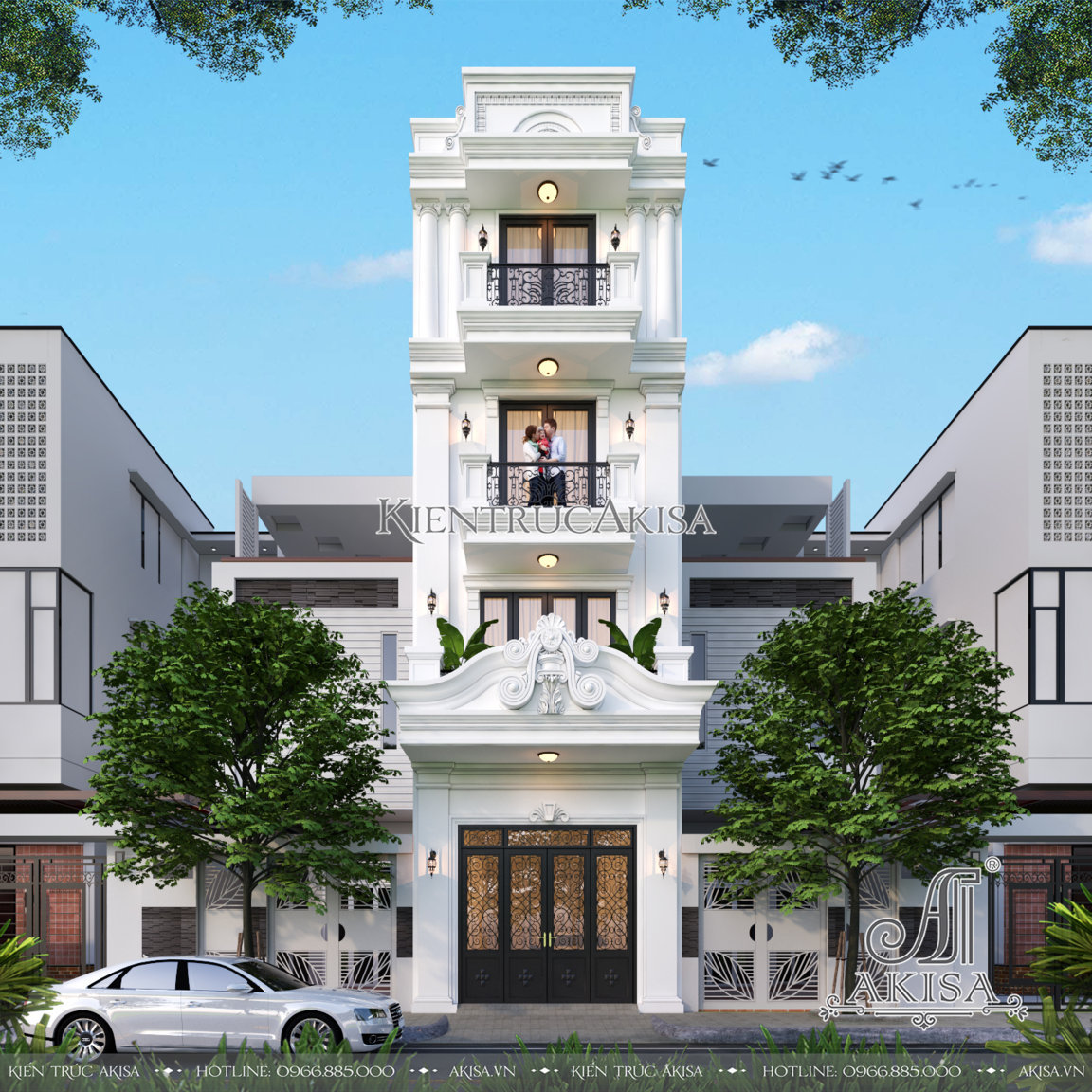 Thiết kế và giám sát thi công nhà phố 4 tầng tân cổ điển tại Bắc Ninh