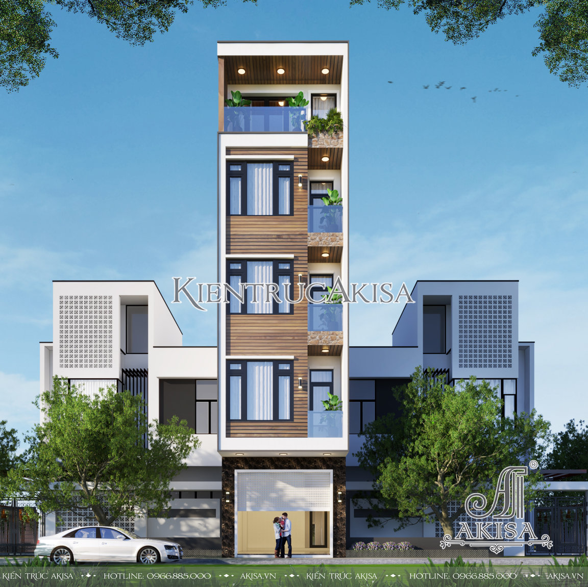 Nhà phố 5 tầng 2 mặt tiền hiện đại đẹp