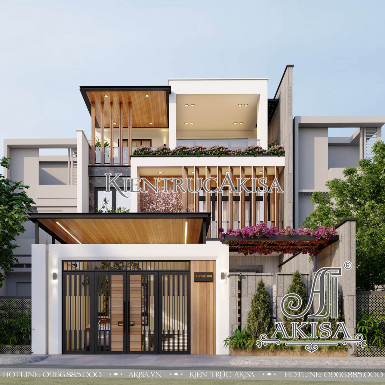Thiết kế kiến trúc nhà phố hiện đại 3 tầng đẹp sang trọng tại Thanh Hóa