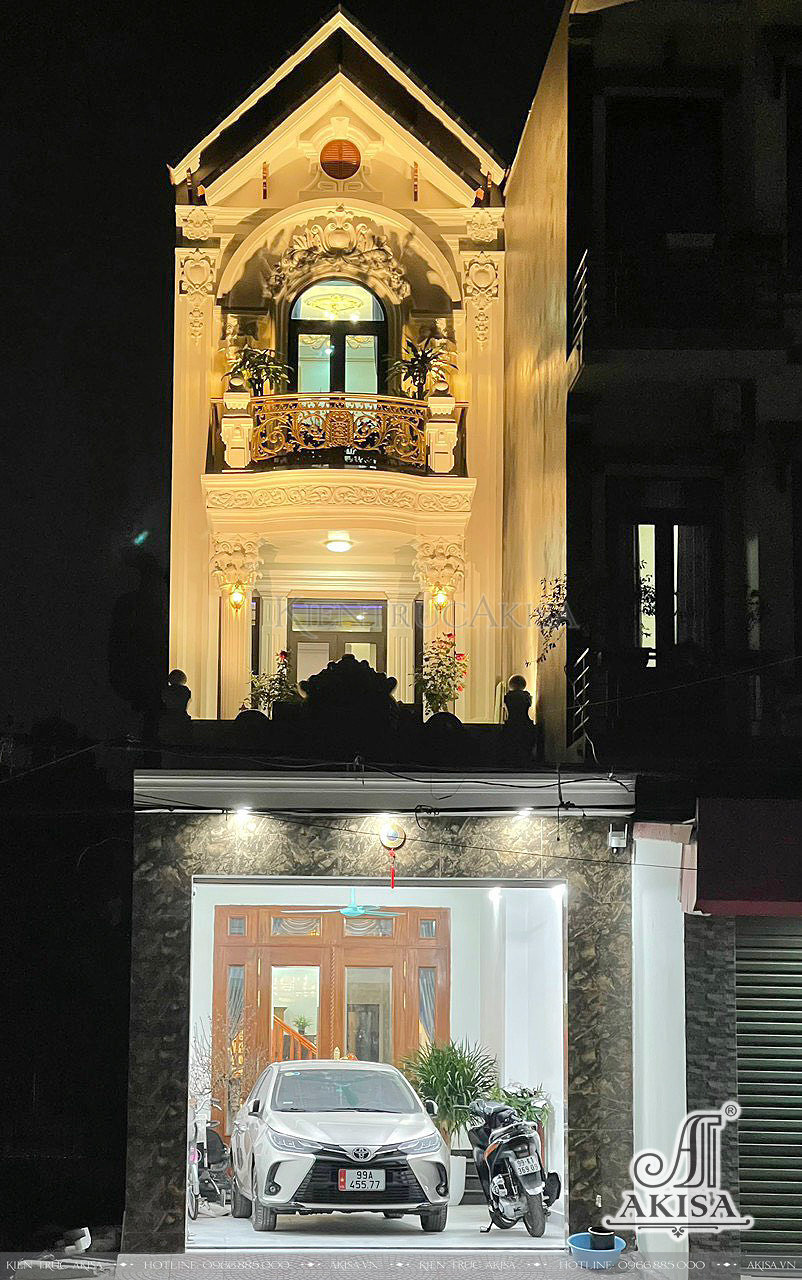 Hinh ảnh thực tế ngôi nhà phố 3 tầng tân cổ điển tại Bắc Ninh sau khi thi công hoàn thiện