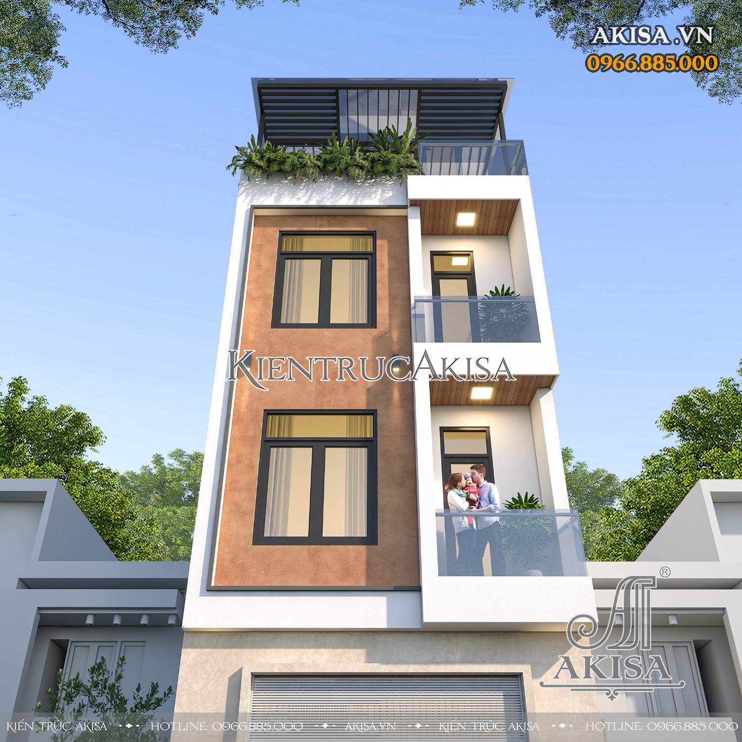 Không gian mặt tiền mẫu thiết kế nhà phố hiện đại 3 tầng