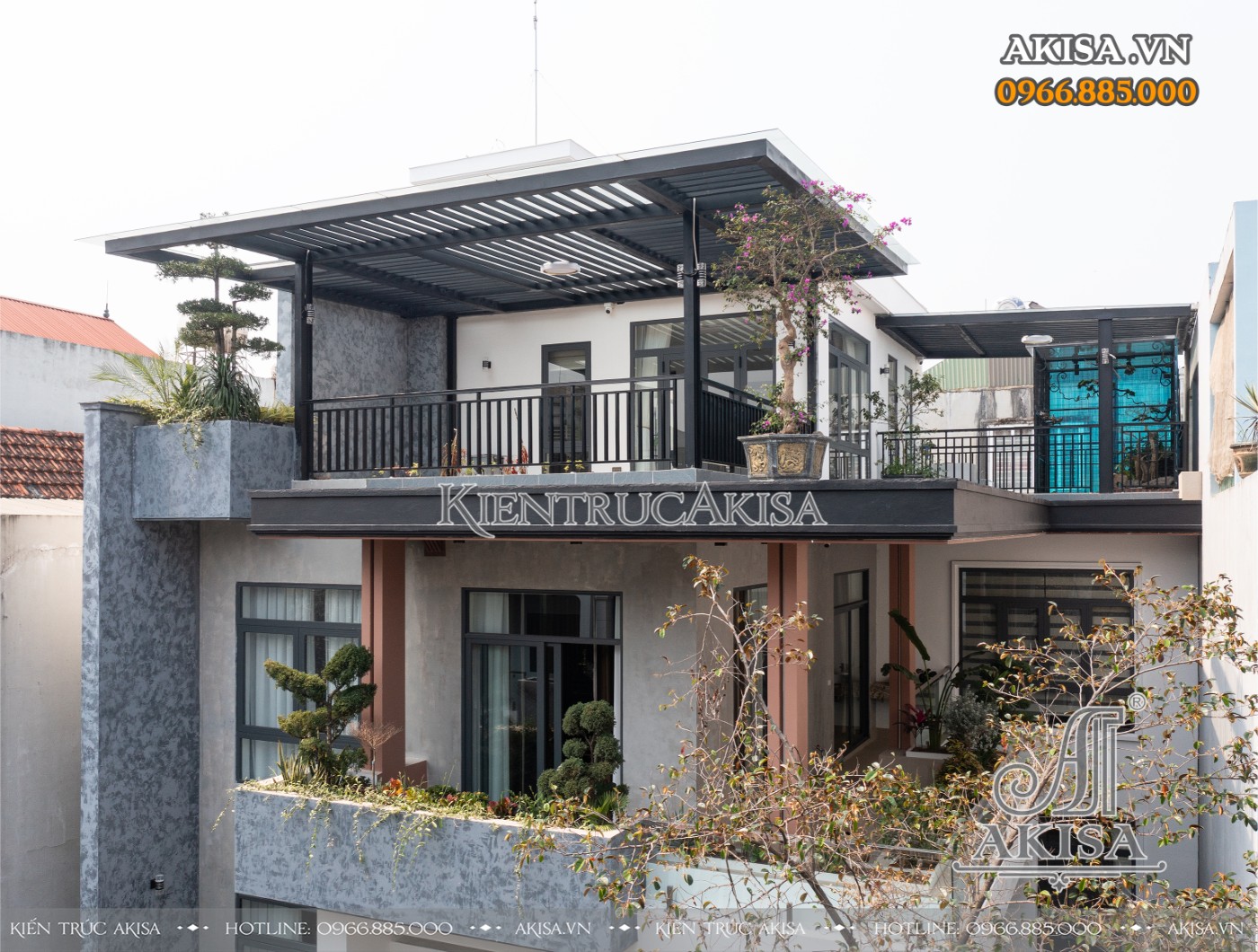 Hoàn thiện kiến trúc biệt thự 3 tầng hiện đại tại Hòa Bình