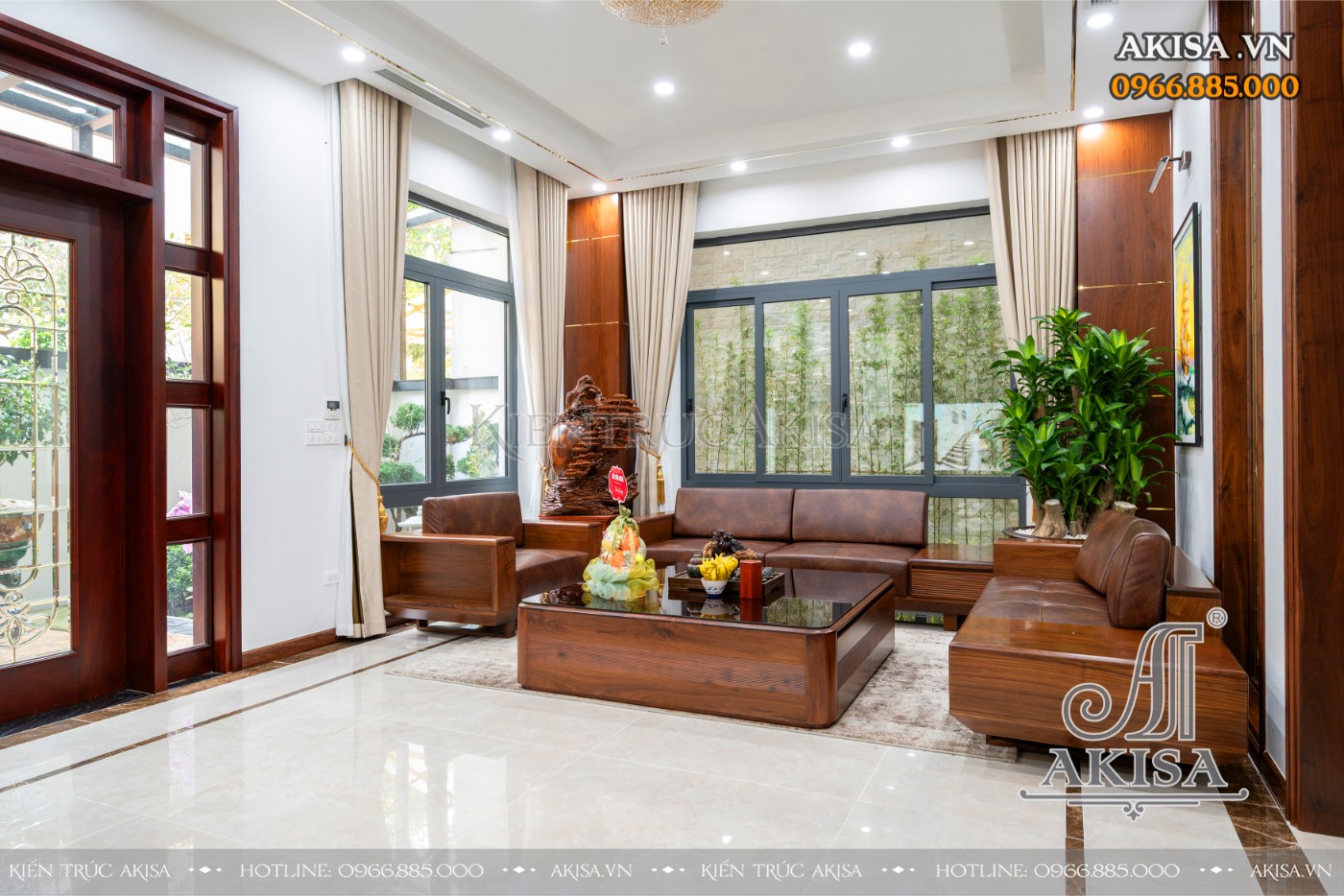 Hoàn thiện nội thất biệt thự 3 tầng hiện đại tại Hòa Bình - Phòng khách