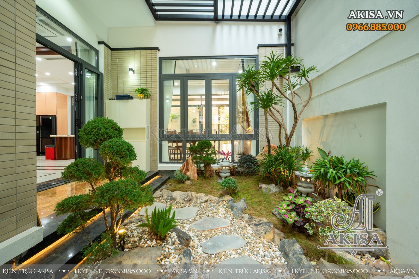 Hoàn thiện nội thất biệt thự 3 tầng hiện đại tại Hòa Bình - Sân vườn
