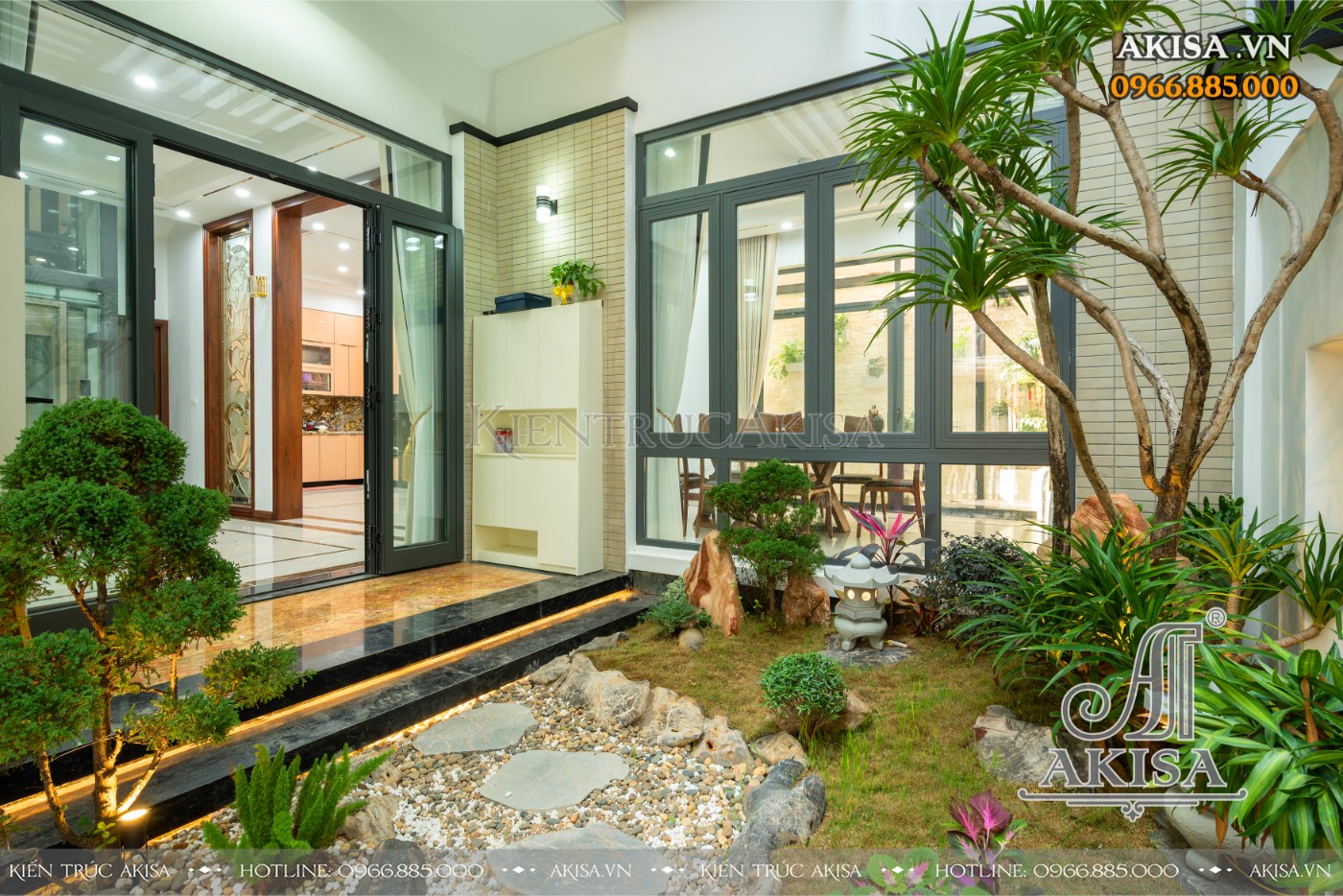 Hoàn thiện nội thất biệt thự 3 tầng hiện đại tại Hòa Bình - Sân vườn