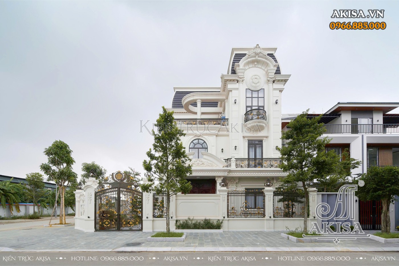 Hoàn thiện kiến trúc - nội thất biệt thự tân cổ điển Pháp 3 tầng