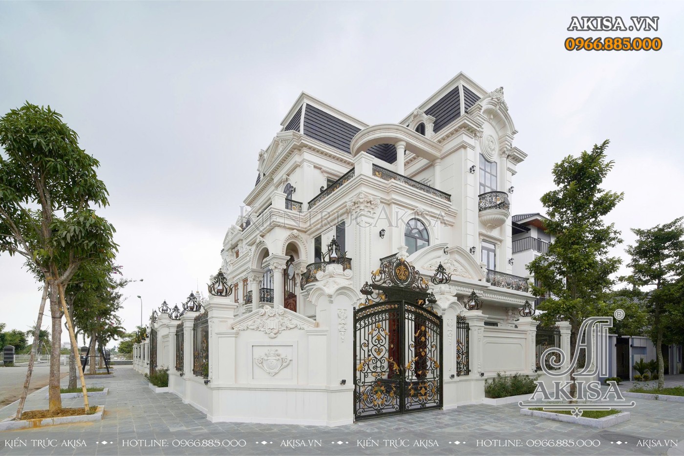 Hoàn thiện kiến trúc - nội thất biệt thự tân cổ điển Pháp 3 tầng