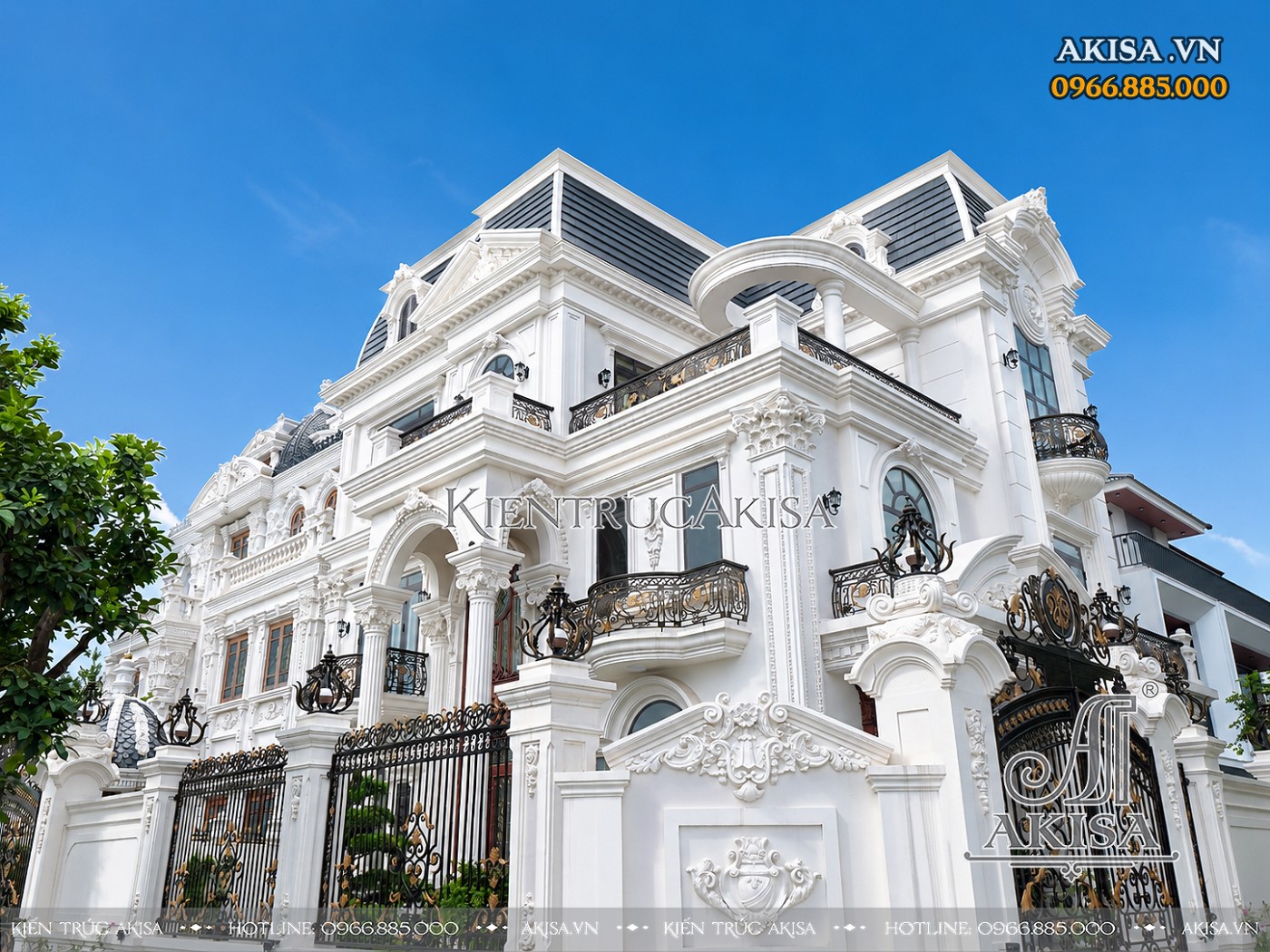 Hoàn thiện kiến trúc - nội thất biệt thự tân cổ điển Pháp 3 tầng